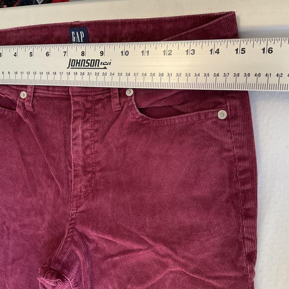 GAP Women Pants 27 TALL Burgundy Corduroy Button 32" Inseam Mid Rise Slim - Picture 5 of 11
